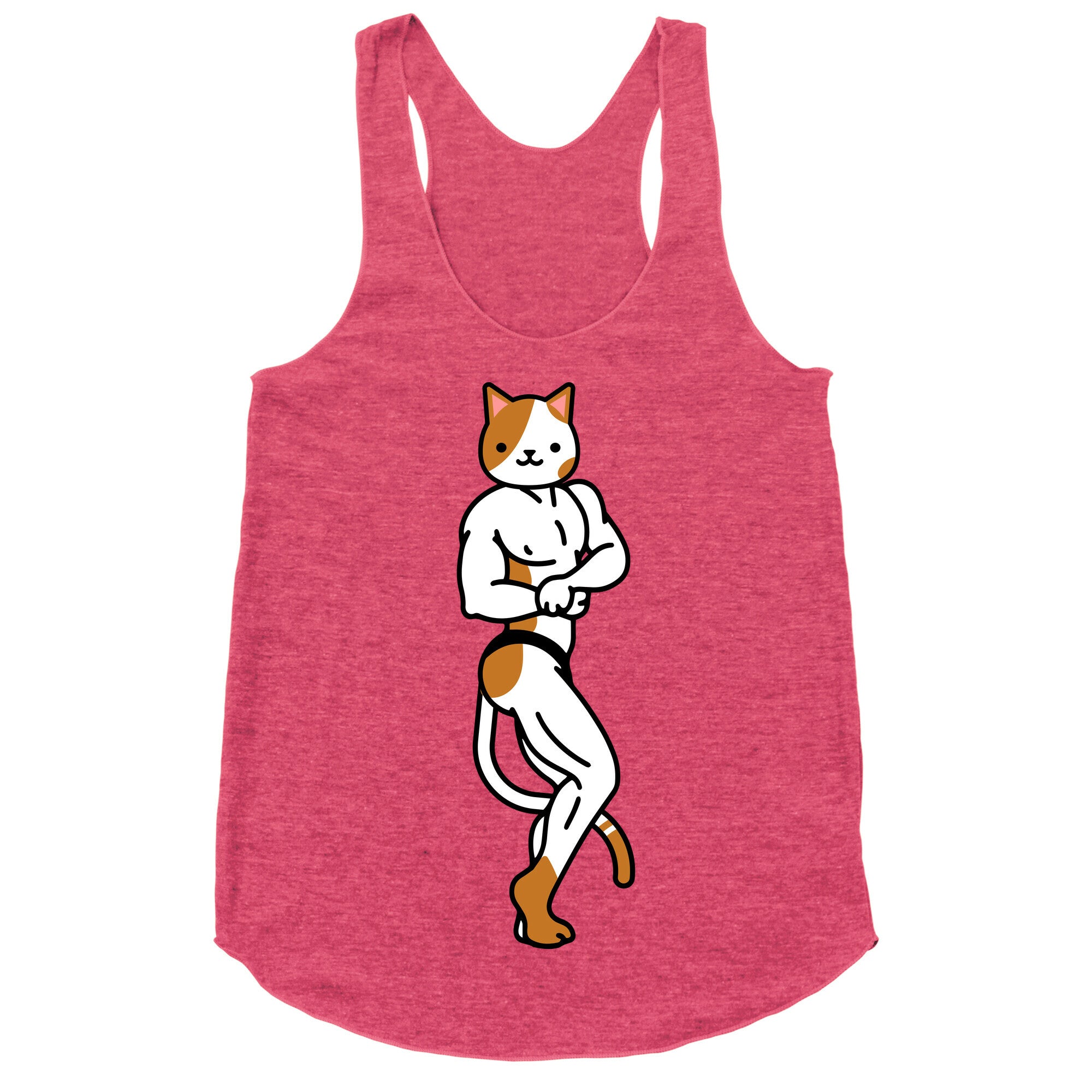 Buff Cat White and Brown Spotted Racerback Tank